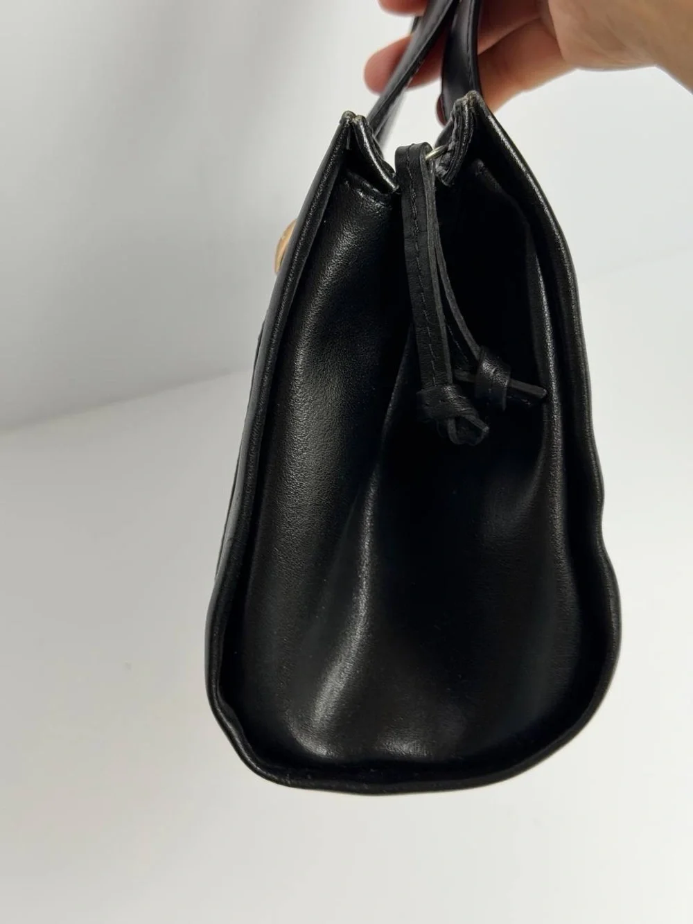 Vintage Longchamp Black Leather Handbag